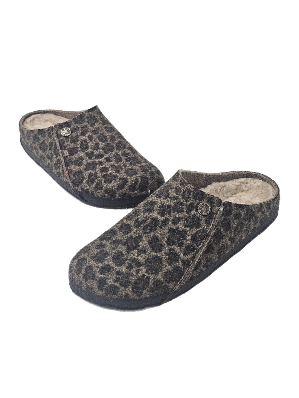 Birkenstock Zermatt Shearling Wool Felt Clog Slippers Leo Toffee Sz 37 NWOB